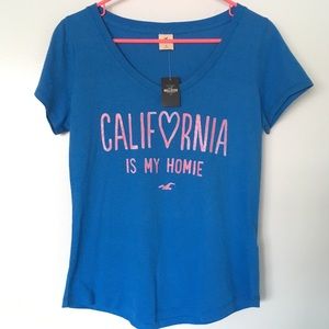 Hollister California easy fit v neck tee glitter S